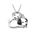 White Gold Puppy Shaped Diamond Pendant 925 Sterling Silver Jewelry